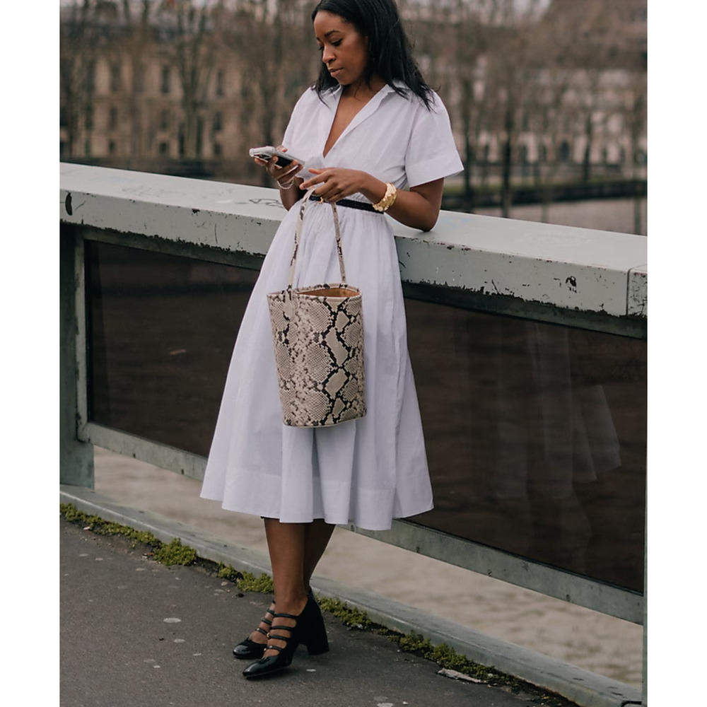 J. Crew Elena Midi Shirt Dress 2 2P P2 White BY832 J.Crew Wedding Shower